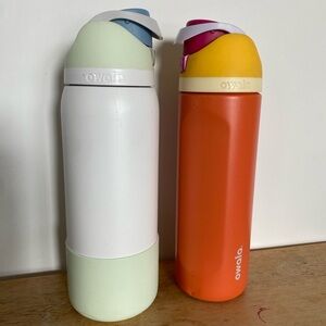 TWO Owala Water Bottles Orange White 26 oz 32oz